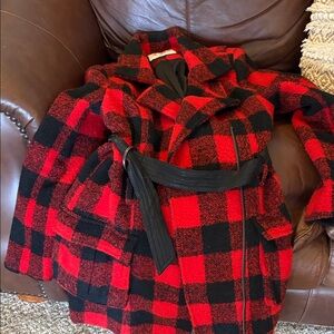 Gianni Bini Red and Black Plaid Coat